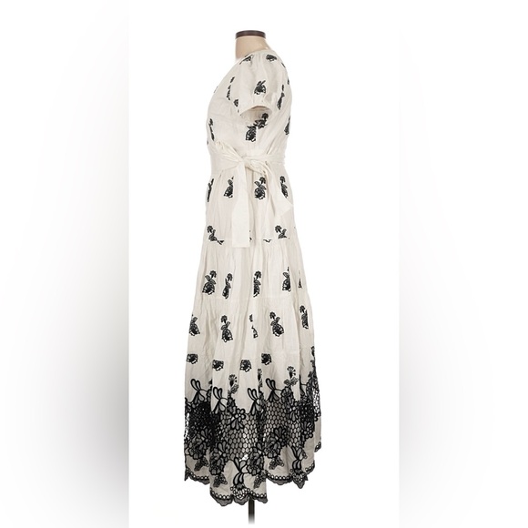 Anthropologie Not So Serious Pallavi Mohan Embroidered Wrap Midi Dress M NWT - Picture 6 of 9